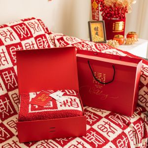 Half Velvet Fortune Blanket Housewarming Opening Birthday Gift Nap Blanket Sofa Throw Blanket Creative Office Air Conditioning Blanket LZD