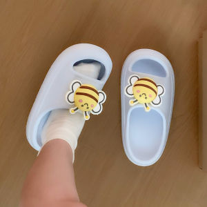 XIXITIAO Indoor slippers Non-Slip Slippers Summer Cute Little Bee Indoor Outdoor Sandals Men Women Thick Sole Couple EVA Comfortable Outdoor Slide Sandals