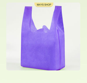 Naughty kid Local factory 50PCS SANDO ECO BAG Solid Color Non-Woven Reusable Shopping Tote Bags Grocery Vest Bags