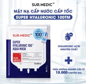 [TEM PHỤ + XUẤT VAT] Mặt nạ vi sợi làm dịu phục hồi da Hàn Quốc SUR.MEDIC Super Hyaluronic 100 Aqua Mask