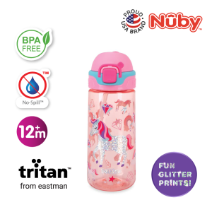 Nuby Tritan Cup with Silicone Spout w/Glitter Design Flip-it Bolt Cup 180z/540ml NB10774
