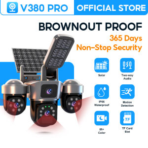 [Free SIM Card] V380 Pro 4G LTE Solar Security Camera 6MP Triple Lens PTZ AI Human Detection Auto Tracking Full Color Night Vision Two-Way Audio Outdoor CCTV IP66 Waterproof