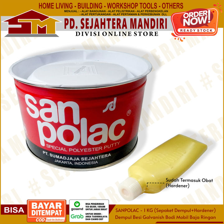 DEMPUL SANPOLAC DEMPUL KAYU DEMPUL PLASTIK DEMPUL BESI CAT MOBIL - UKURAN 1 KG