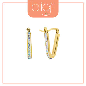 Blief Plus+ QPP Aurora V Hoop Earrings Classic 24 Karat Gold or Medical Grade Stainless Steel Subang Telinga H0006