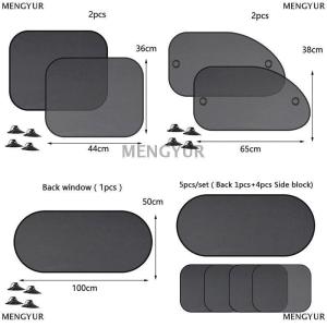 [COD] MENGYUR ที่คลุมม่านบังแดดสำหรับหน้าต่างรถยนต์5ชิ้น เซ็ตที่บังแดดกันรังสีตาข่ายกันแสงยูวี