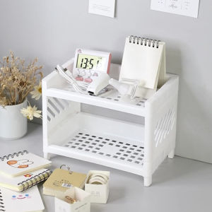 Kệ khay nhựa 2 tầng để đồ hồ sơ làm việc để gia vị trong bếp DN062