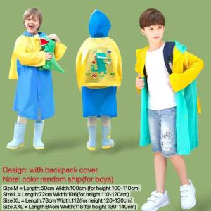 BIN LU 3D Cartoon Character Costume Rain Coat for Kids Boys with Backpack Space - Waterproof Kapote Big Size School Typhoon Protection Colorful Cartoon Design Reflective Edges EVA Material Fits Boys Aged 6-12 Perfect for Rainy Commutes & Outdoor Fun