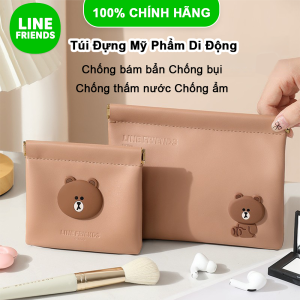 Túi Đựng Mỹ Phẩm Line Friends Brown Chống Thấm Chống Bẩn Da PU PVC LFB225