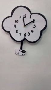 Children Room Swing Wall Clock Home Decoration Modern Clock Cartoon Mute Cloud Sheep Pendulum Clock Operated