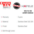 HAFELE 903.78.196 Lever Handle SUS304. 