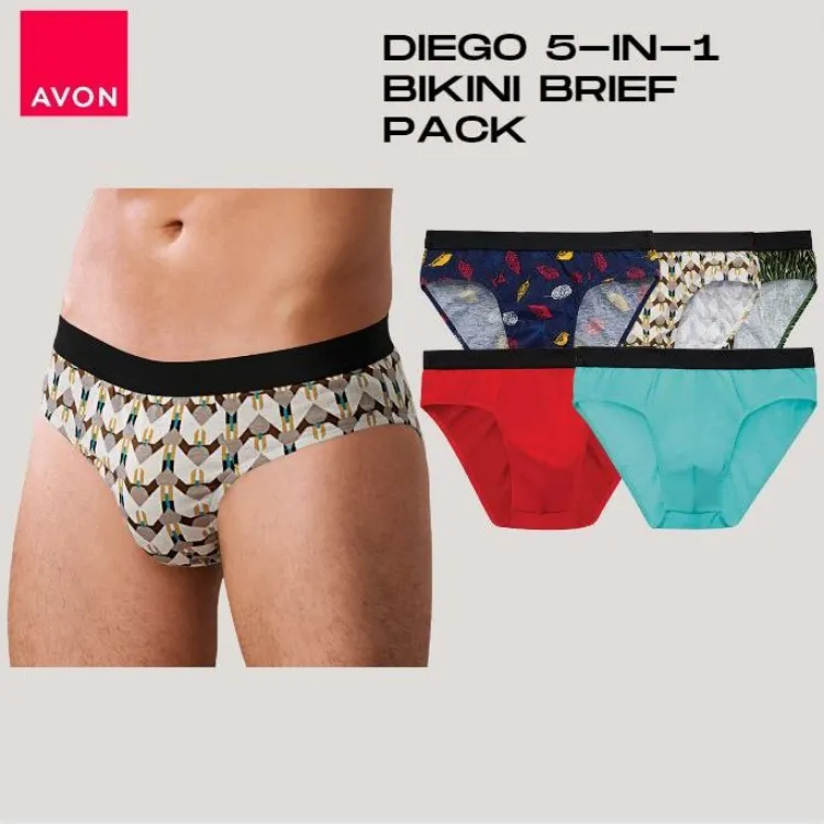 Avon Official Store Chad 5-in-1 Bikini Brief for Mens Original high quality cotton  underwear for men Plain Garterized Stretchable COD new style Fashion Summer  Thin Breathable Briefs