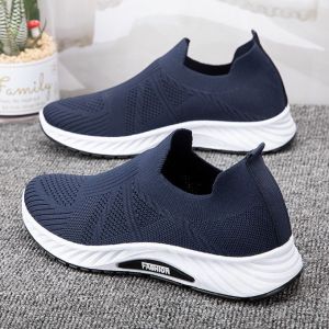 Fashion Mens Casual Shoes Black Loafers Mesh Slip On Sneakers Lightweight Mens Rubber Flats Shoes Walking Sneakers Driving shoes