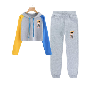 Paket Setelan Remeja Dan ABG Korean Style Atasan Crop Hoodie Kombinasi Lengan Dan Celana Jogger Sablon Digital Motif Black Queen All Size Remeja Usia 11-16 Tahun