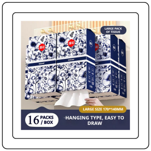 【JJ HOME】【8 Packs/Box】ManHua Classic Hanging Tissue 4-Ply 1000 Sheets | Soft Large Pack