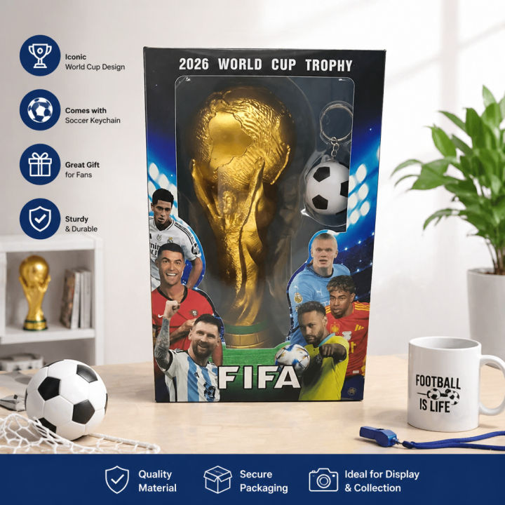 ชุดจำลองถ้วยรางวัลฟุตบอลโลก FIFA 2026 พร้อมพวงกุญแจลูกฟุตบอล ของสะสม ของขวัญสำหรับแฟนฟุตบอล