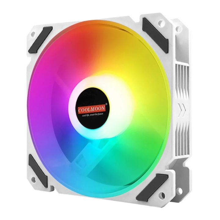 Coolmoon 120mm PWM ARGB PC Case Fan Quiet 4 Pin Addressable RGB Cooling Fan for CPU Cooler