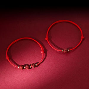 Minwen Tibetan Lotus Beaded Bracelet Handmade Braided Adjustable Lucky Red Thread Charm Bracelets For Women Men Couple Jewelry