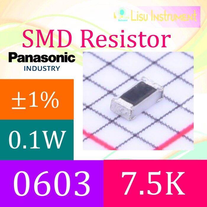 10 BUAH - 7,5K ±1% 0,1W 0603 Chip Resistor Surface Mount 7501 7K5 7,5KΩ ...