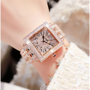 Womens watch exuding feminine charm a touch of luxury vintage style high-end fashion minimalist design waterproof diamond-studded square-shaped wristwatch