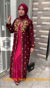 Kebaya Modern SYAHRINI GAMIS Motif Songket Palembang Printing Wanita PREMIUM (Bukan Tenun)