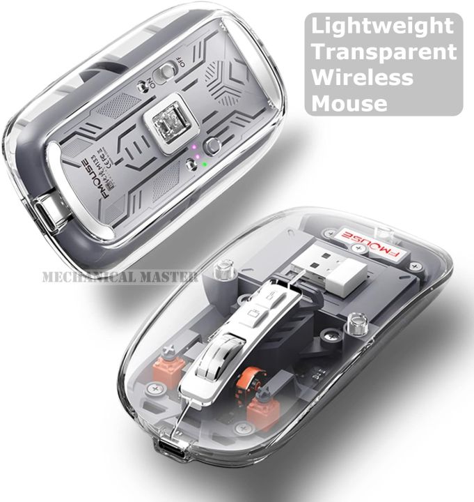 FMOUSE M133 Wireless Gaming Mouse Transparent Rechargeable 2.4G ...