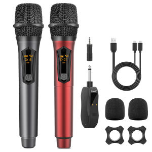 Aveek Wireless Microphone for Speaker and Karaoke Machine 2.4GHz Rechargeable Karaoke Microphone(Work 10hs)for Parties2 Packs