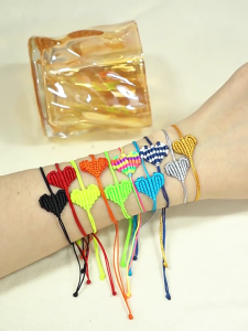 Thủ công Vòng tay cặp đôi Bohemian lấy cảm hứng từ dây bện mặt hình trái tim mềm người dùng chất liệu thân thiện lãng mạn phù hợp