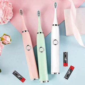 Electric Toothbrush Set Battery Operated Ultrasonic Vibrating Toothbrush Pastel Color Whitening Oral Care Replacement Head Sonic Free Battery and Toothbrush Heads Included IPX7 Smart Affordable Tooth Brush on Sale Toothbrush for Adults Kids
