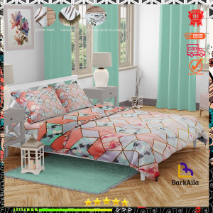 Sprei katun  motif marbel pink aesthetic anti geser king size motif marbel pink