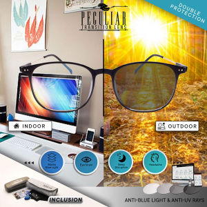 Peculiar Photochromic Transition Plus Square Frame SAINT CELEST Computer Eyewear Antiradiation Lenses UV 400 Indoor / Outdoor Eyeglasses Non Graded Lens Eyewear for Women and Men