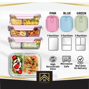 DR Bekas Makanan Kaca Tahan Panas Glass Lunch Box Lid Separated Office Workers High Microwave Heating Special Bowl