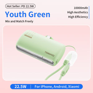 Tranyoo F29 22.5W 10000mAh Capsule Mini Fast Charging Powerbank With Data Cable Portable Power Bank