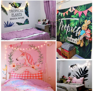 รูต้นไม้หน้าต่างดูพรมสีเขียวมะพร้าวต้นไม้ตกแต่งแขวนผนังพื้นหลัง3Dพิมพ์ผ้าผ้าม่านบ้านห้องนั่งเล่นห้องนอนDecoration