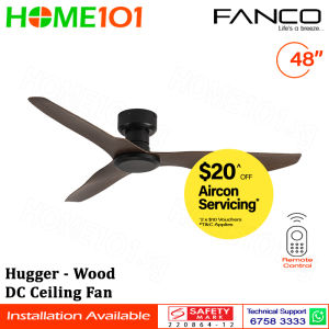 ($1 REPLACEMENT) Fanco DC Motor Ceiling Fan with LED Light (Optional) & Remote Control 48" Hugger
