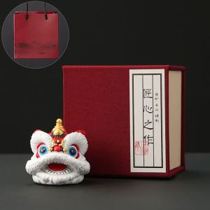 lion dance head Chinese Style Red Lions Head Lion Dance Small Ornaments Table Decorations Creative Foshan Cultural Creative Birthday Gift