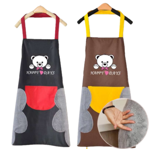 Waterproof and Oil Proof Apron Kitchen Apron Cooking Apron Waterproof Apron Wipe Hands Apron Anti-oil Apron Grease Proof Apron Kitchenware Cute Little Bear Hanging Neck Apron