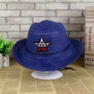 Summer Korean Style Boys and Girls Western Cowboy Childrens Sun Hat Baby Straw Hat Five-Pointed Star Hat Childrens Straw Hat