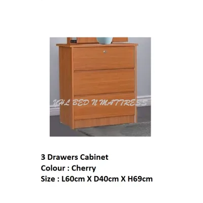 YHL New 3 Chest Of Drawers / 3 Drawers Cabinet (Available In White Wash / Walnut / Cherry)