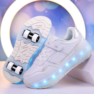 New Heelys Girls  Four-Wheel Rollerskate Student Walking Shoes Childrens Wheels Detachable Deformation Boys Shoes