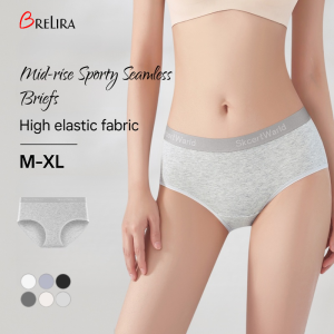 【SINGABRALETTE】Pure Cotton Panties Mid Waist Seamless High Elasticity Panty Women Antibacterial Sports Underwear Breathable ​​Briefs​​純棉內褲