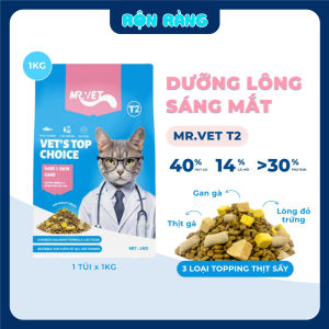 [1kg] Thức Ăn Hạt Cho Mèo MRVET T2 - Dưỡng Lông Sáng Mắt - Rộn Ràng Petshop