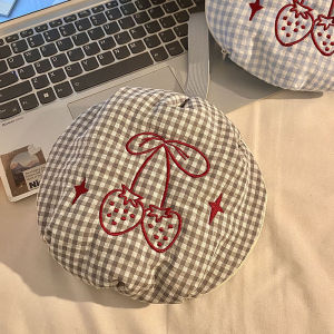 Termaya Cute Plaid Strawberry Embroidery Underwear Storage Bag Large Divided Interior Portable Lingerie Organizer For Travel Daily Use