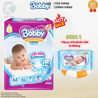 Tã Dán Bobby Size M76 Miếng Dành Cho Bé Sơ Sinh 6–11kg