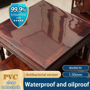 Table Cover Transparent Desk Cloth Mat 1.5mm Rectangular 4/6/8 Seats Rectangle or Round Heat Resistant Waterproof ＆ Oilproof Household Office Desk Soft Glass Mat