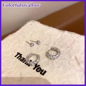 Colorfulswallow 4 cái bộ thời trang tinh tế pha lê zircon Hoop Bông tai cho phụ nữ cô gái hàng ngày Stud Bông tai Y2K phụ kiện đồ trang sức quà tặng