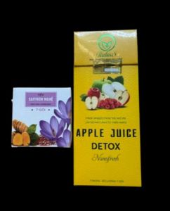 [Giao Hỏa tốc] Rubiss Apple juice detox nước ép táo giảm cân tặng kèm hộp viên nghệ saffron 15 gói - tem lớp bạc đầy đủ soạn tin tổng đài