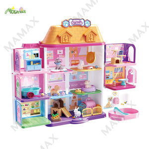 【SG Stock】55cm Tall Large Size Luxurious Mega 3D Pet Play House With Elevator★Interactive Animal Toys★Pretend Play for Kids★Birthday Gift★Educational Simulation Pet Toy🏠Rich Assessories✅