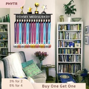 PHYTR HOT Heavy-Duty Metal Awards Trophy Display Stand Medal Hooks Wall Mount Organizer Medal Storage Holder Display Home Office Decor