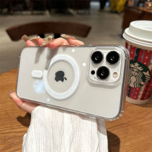 CrashStar HD Acrylic MagSafe Magnetic Clear Hard Shockproof Phone Case For iPhone 17 16 15 14 Pro Max Plus 17 Air 16e 13 12 11 Pro Max Mini X XR XS MAX 8 + 7 Plus Wireless Charging Phone Casing Simple Transparent Anti-fall Phone Cover Shell