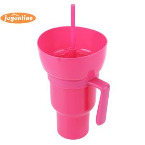 [joyonline]1000ml Popcorn Beverage Cup Multifunction Stadium Tumbler Snack and Drink Cup 2 In 1 with Straw & Handle for Kids Adults
